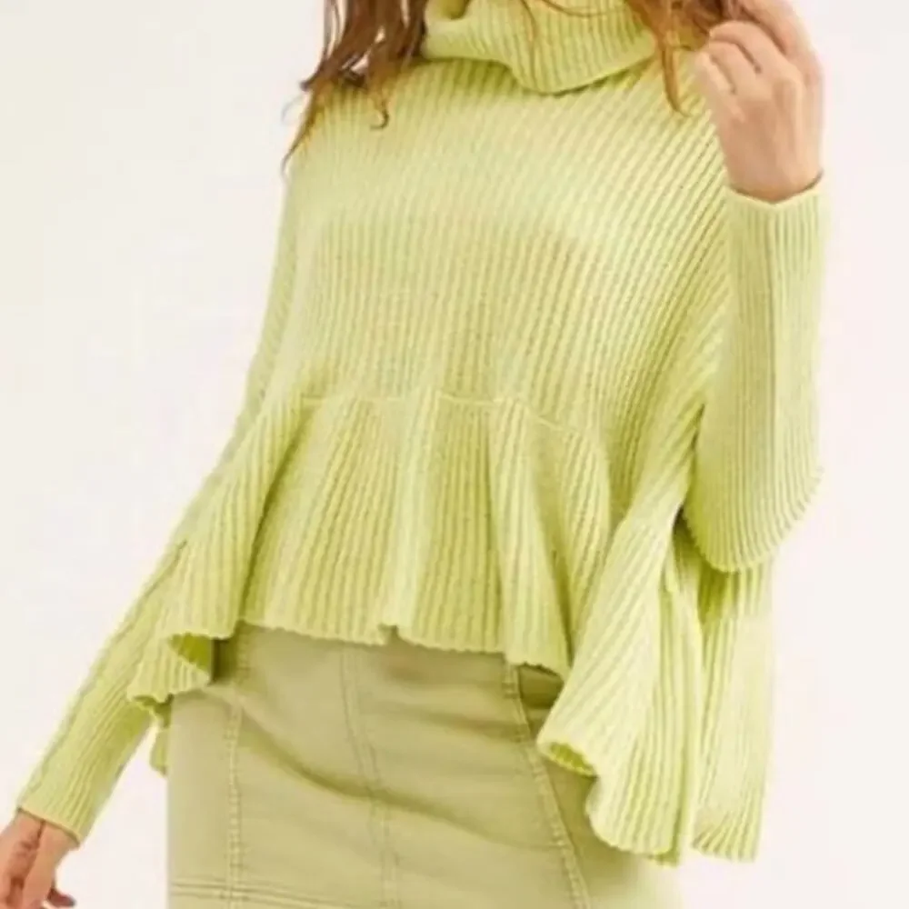 Free People Key Lime Layer Cake Oversized Peplum Sweater